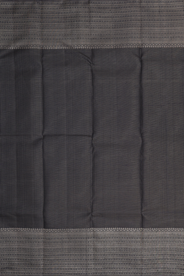 Kanchipuram Silk Saree In Black With Checks Design