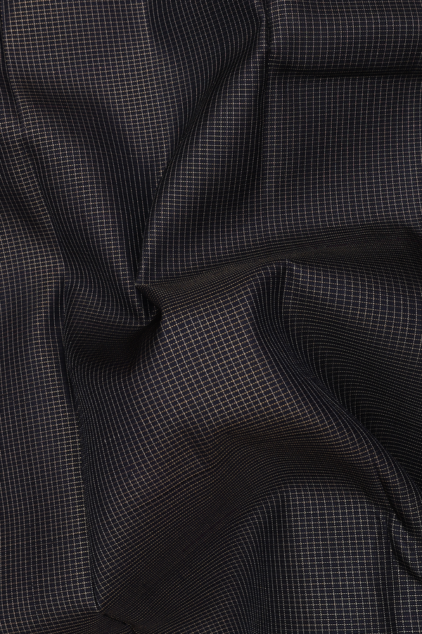Kanchipuram Silk Saree In Black With Checks Design