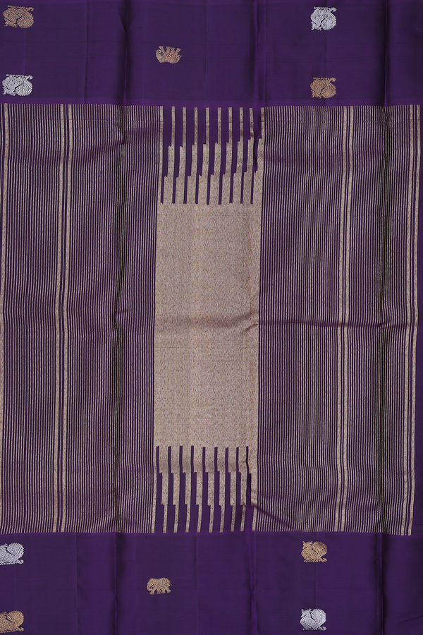 Kanchipuram Silk Saree In Green And Yellow With Checks Design
