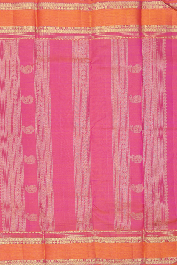 Kanchipuram Silk Saree In Purple Rose With Checks Design
