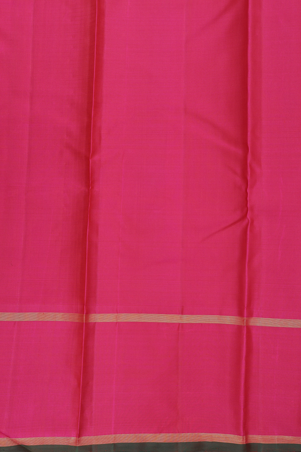 Kanchipuram Silk Saree In Ochre Orange With Checks Design
