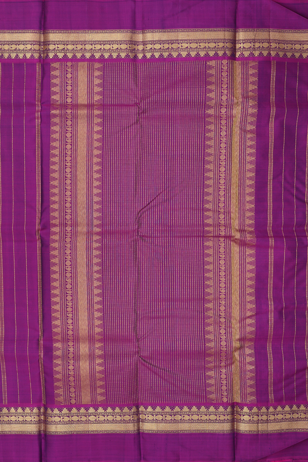 Kanchipuram Silk Saree In Navy Blue With Zari Buttis