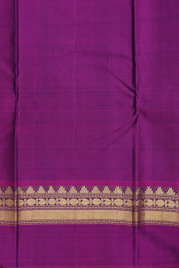 Kanchipuram Silk Saree In Navy Blue With Zari Buttis