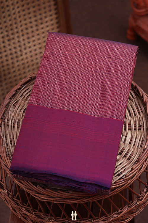 Kanchipuram Silk Saree In Dark Burgundy With Checks Design