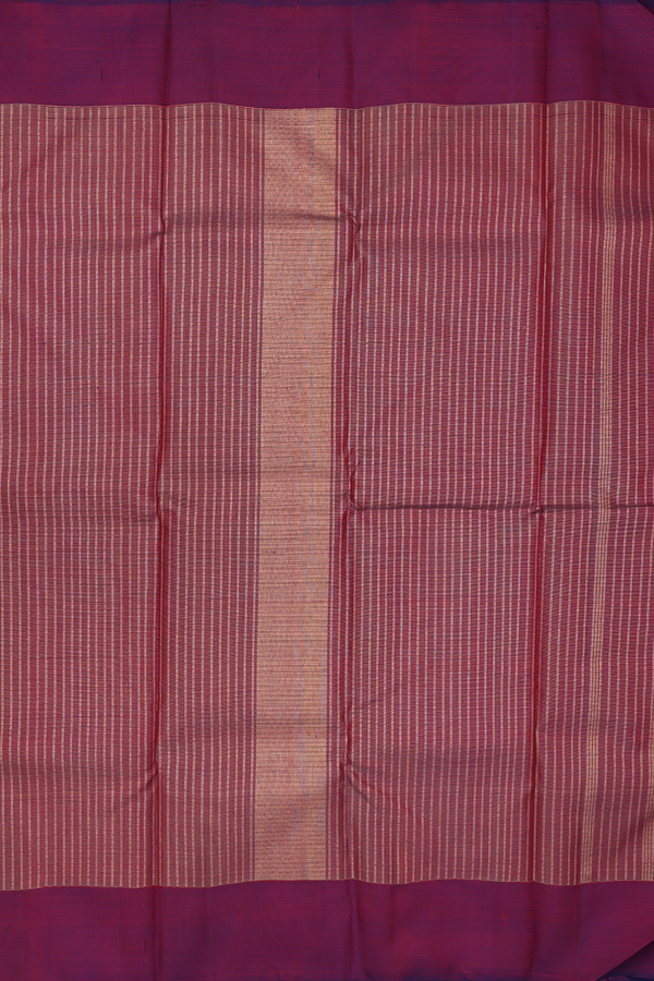 Kanchipuram Silk Saree In Dark Burgundy With Checks Design