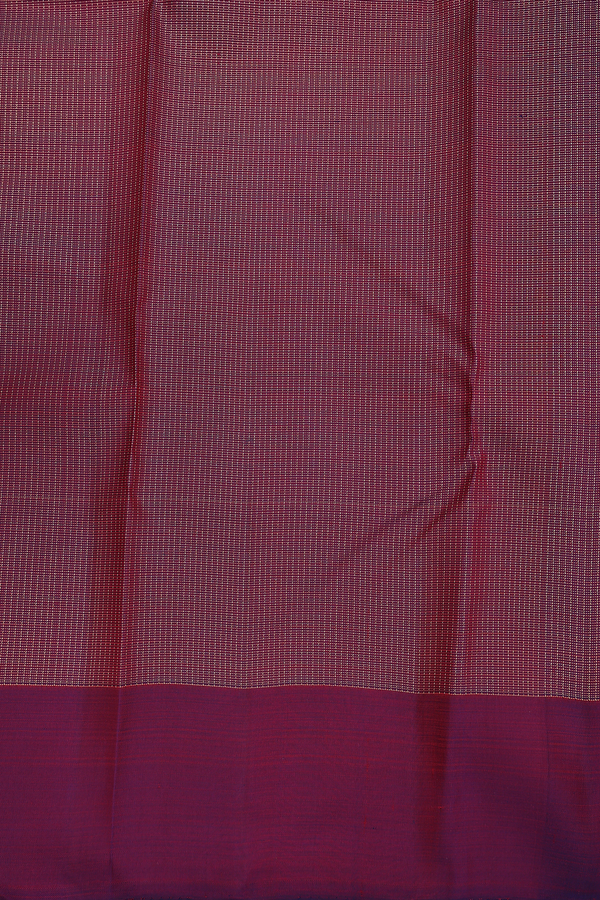 Kanchipuram Silk Saree In Dark Burgundy With Checks Design