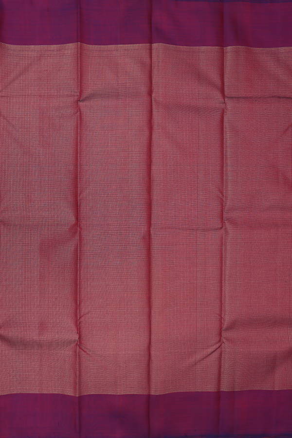 Kanchipuram Silk Saree In Dark Burgundy With Checks Design