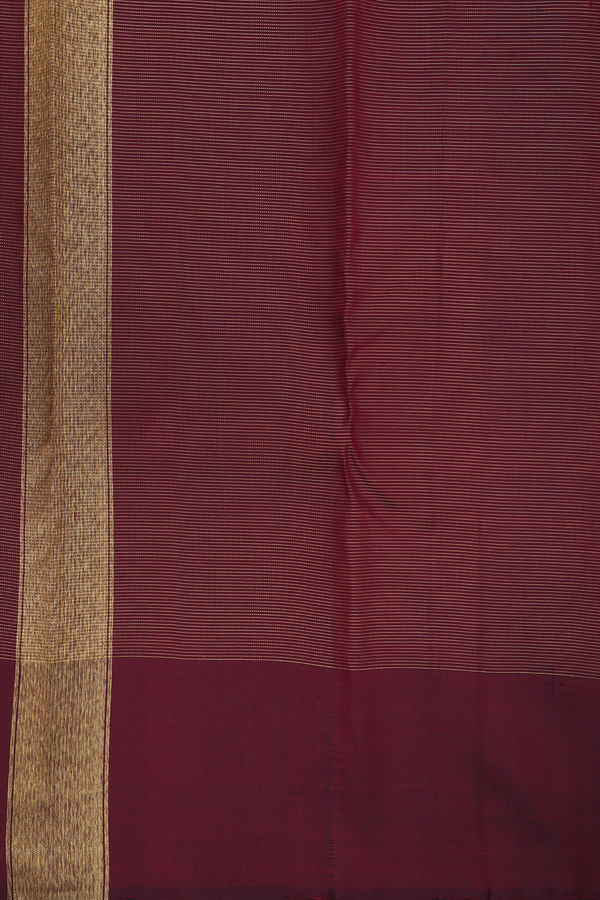 Kanchipuram Silk Saree In Maroon With Checks Design