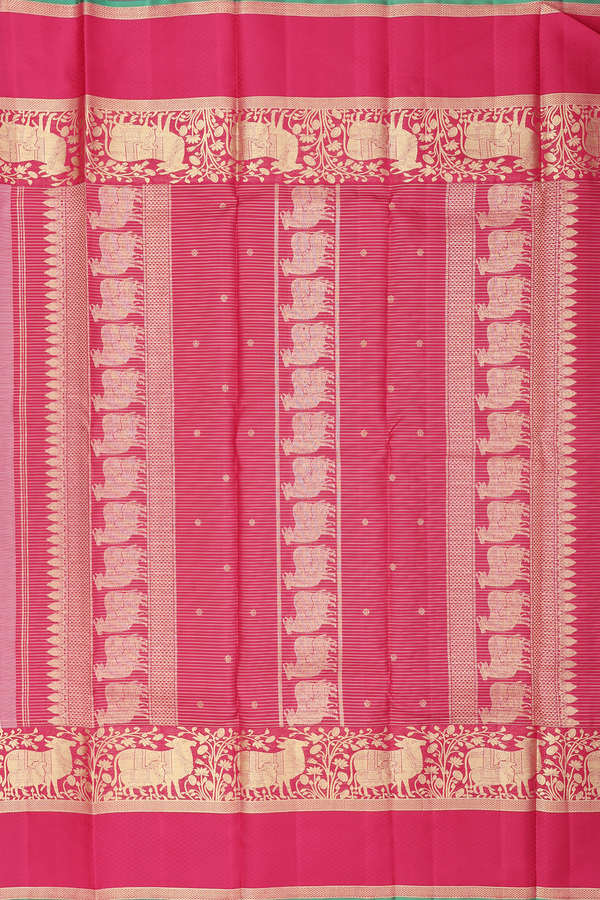 Kanchipuram Silk Saree In Cream Color With Checks Design