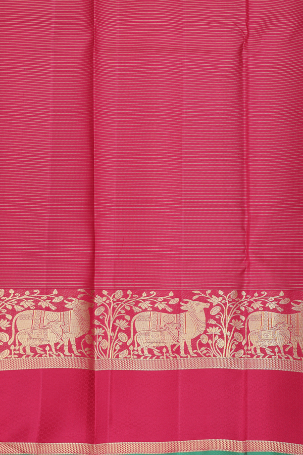 Kanchipuram Silk Saree In Cream Color With Checks Design