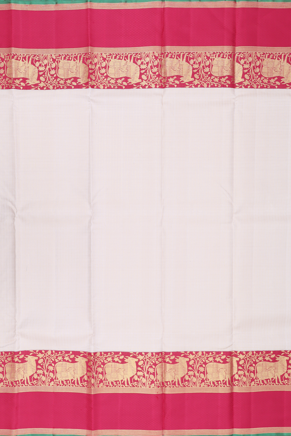 Kanchipuram Silk Saree In Cream Color With Checks Design