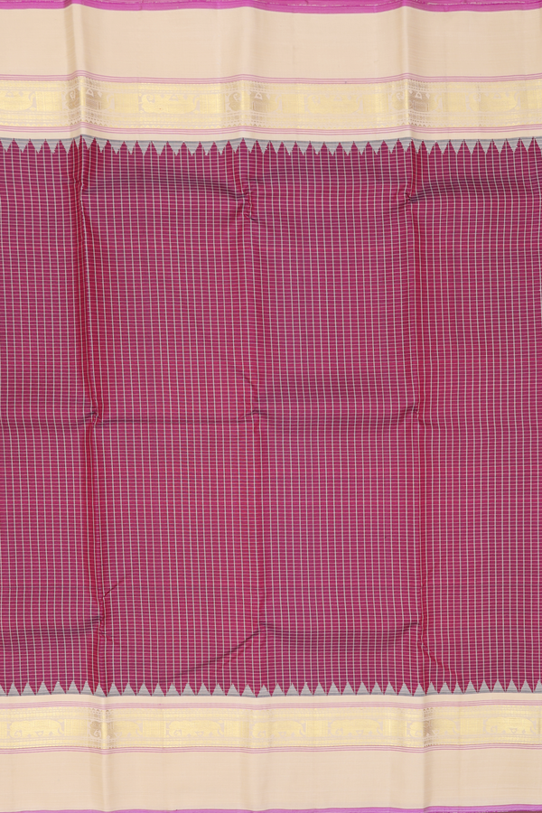Kanchipuram Silk Saree In Brown With Checks Design