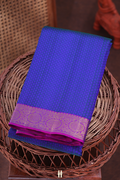 Kanchipuram Silk Saree In Royal Blue With Jacquard Pattern