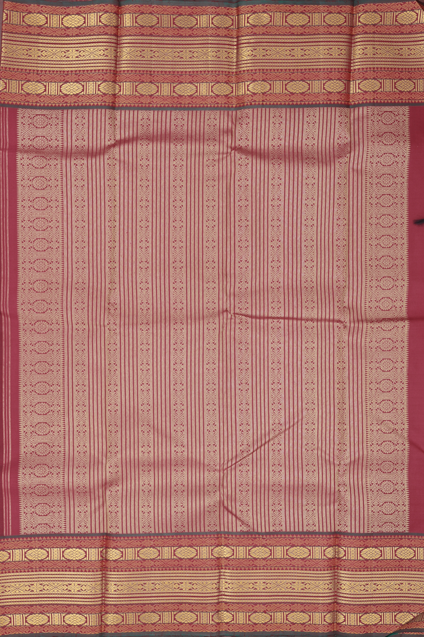 Kanchipuram Silk Saree In Maroon With Peacock Buttas