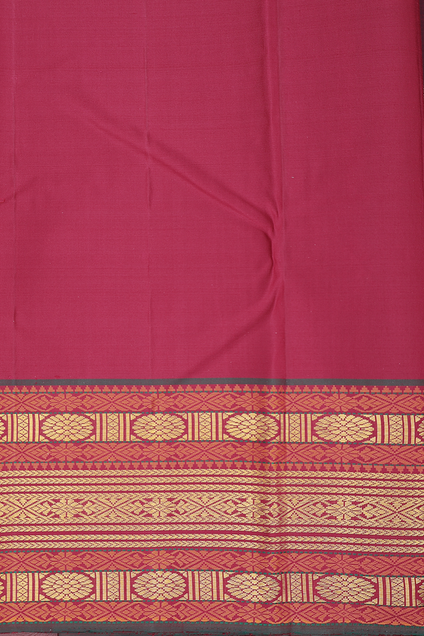 Kanchipuram Silk Saree In Maroon With Peacock Buttas