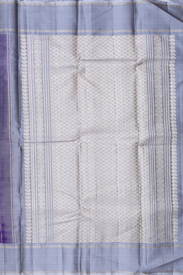Kanchipuram Silk Saree In Royal Purple With Stripes Design