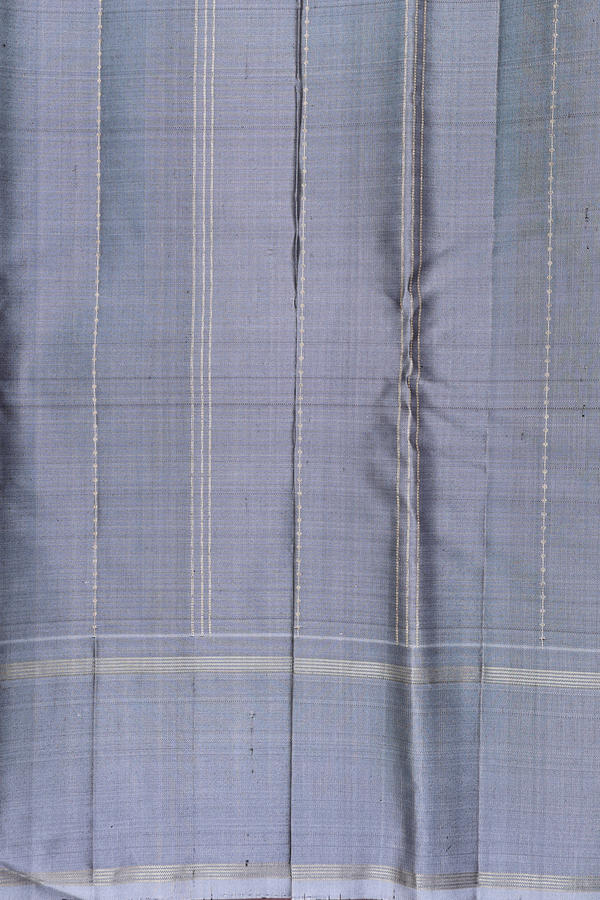 Kanchipuram Silk Saree In Royal Purple With Stripes Design