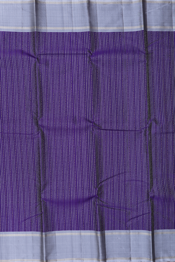 Kanchipuram Silk Saree In Royal Purple With Stripes Design