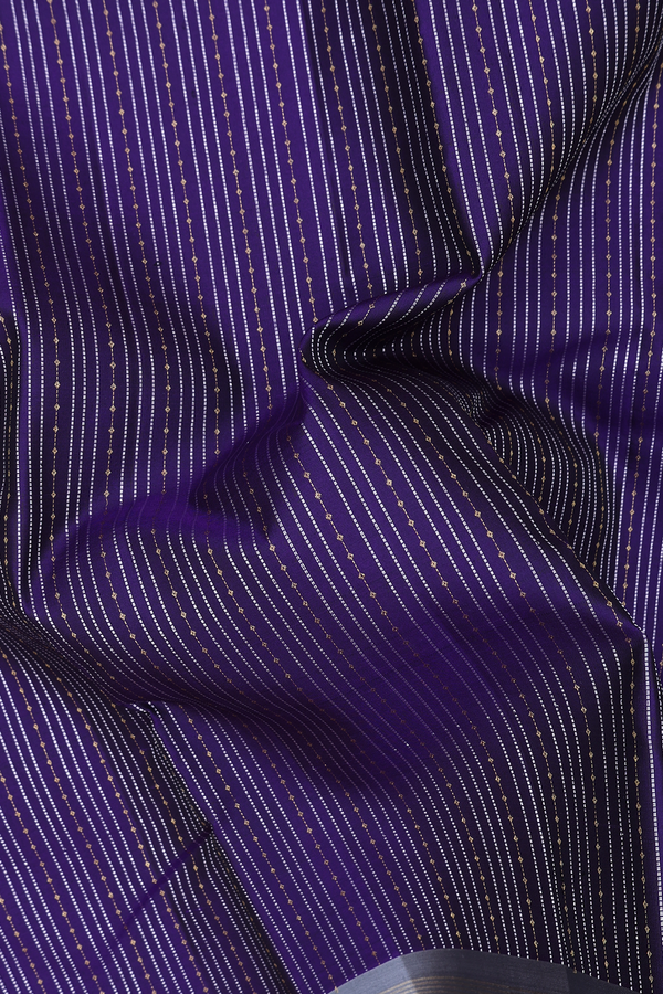 Kanchipuram Silk Saree In Royal Purple With Stripes Design