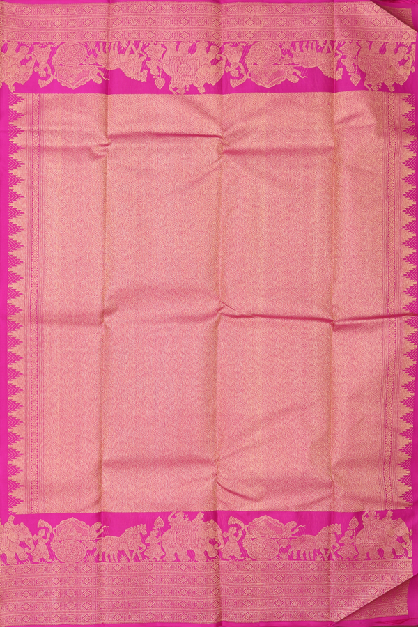 Kanchipuram Silk Saree In Magenta With Peacock Buttas