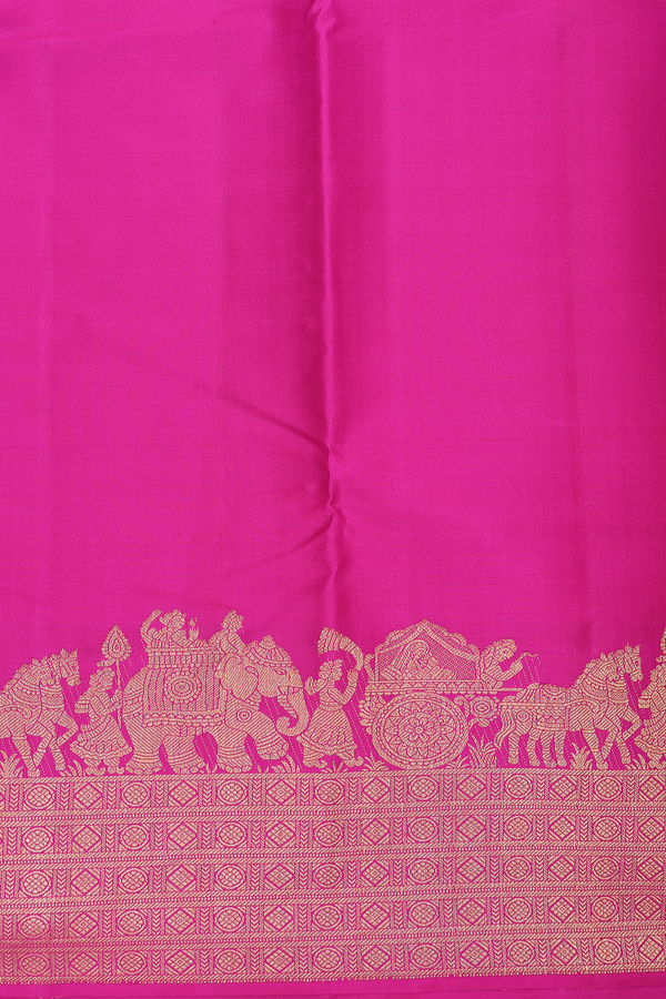 Kanchipuram Silk Saree In Magenta With Peacock Buttas