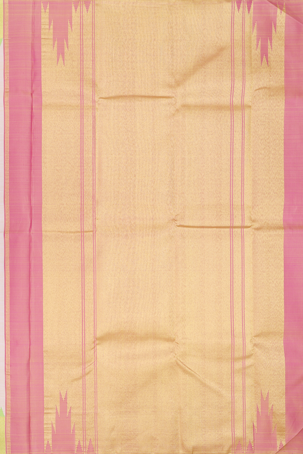 Kanchipuram Silk Saree In Cream Color With Temple Border