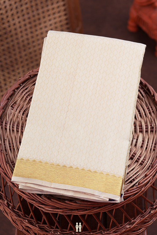 Kanchipuram Silk Saree In Cream Color With Jacquard Pattern