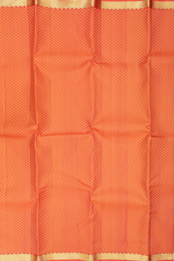 Kanchipuram Silk Saree In Orange With Jacquard Pattern