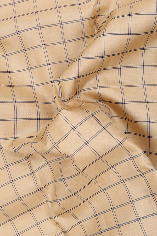 Kanchipuram Silk Saree In Tan Brown With Checks Design