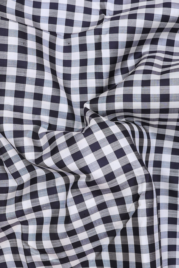 Kanchipuram Silk Saree In Black And White With Checks Design