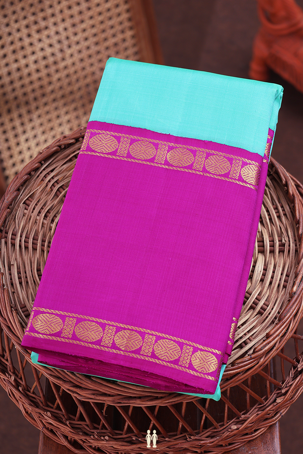 Kanchipuram Silk Saree In Tiffany Blue With Contrast Border