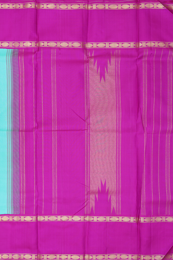Kanchipuram Silk Saree In Tiffany Blue With Contrast Border