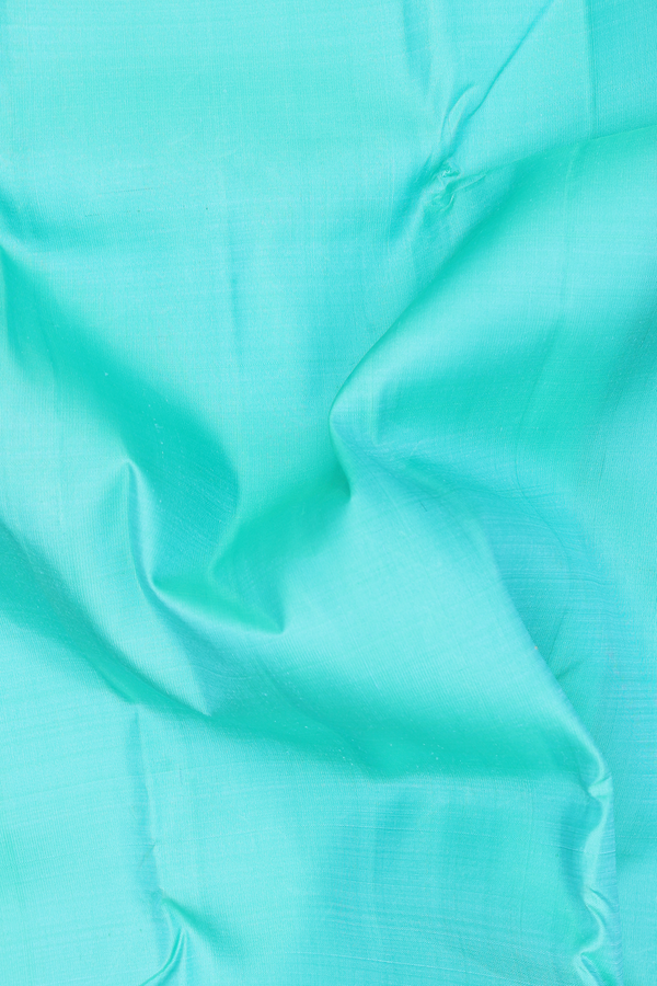 Kanchipuram Silk Saree In Tiffany Blue With Contrast Border