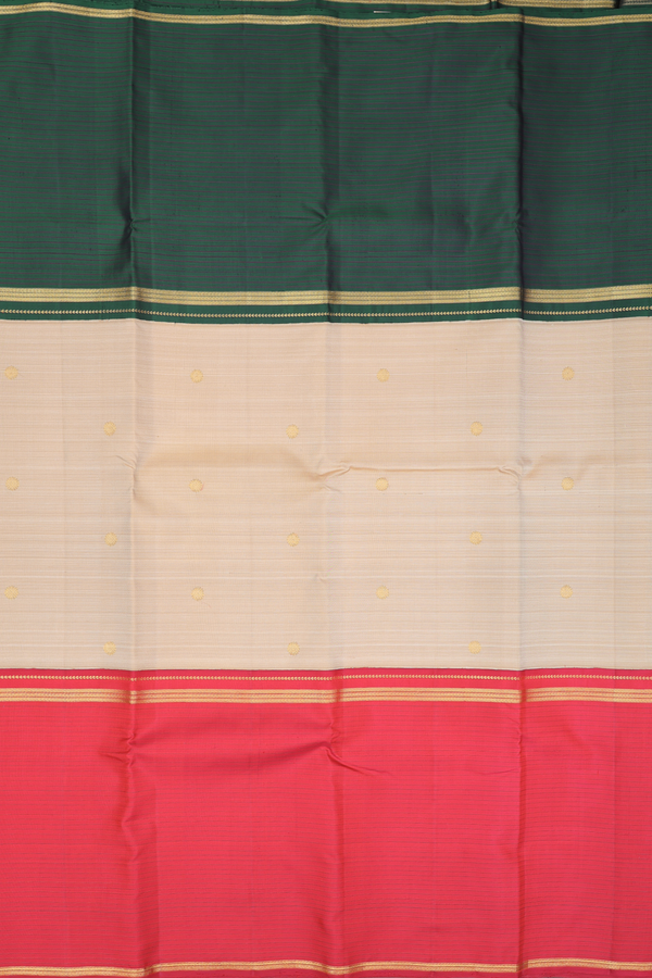 Kanchipuram Silk Saree In Multicolor With Muppagam Design