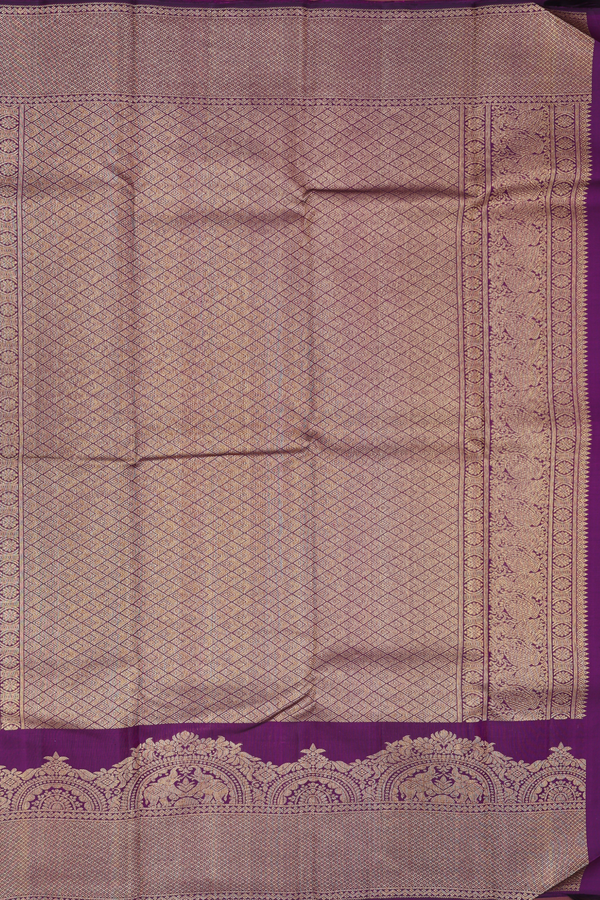 Kanchipuram Silk Saree In Purple With Iruthalai Pakshi Buttas