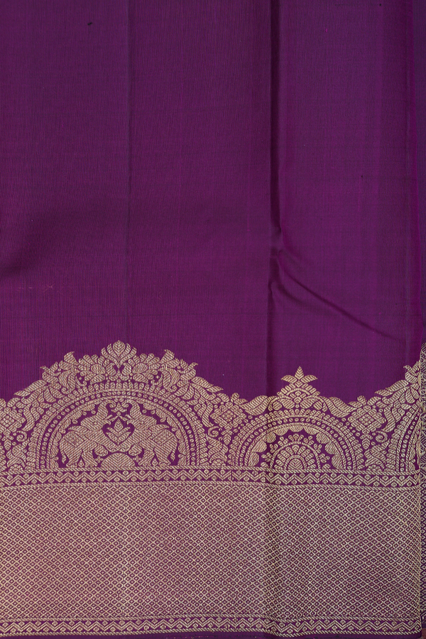 Kanchipuram Silk Saree In Purple With Iruthalai Pakshi Buttas