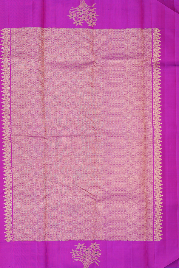 Kanchipuram Silk Saree In Lime Green With Stripes Design