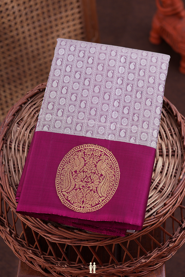 Kanchipuram Silk Saree Greyish Purple With Jacquard Pattern
