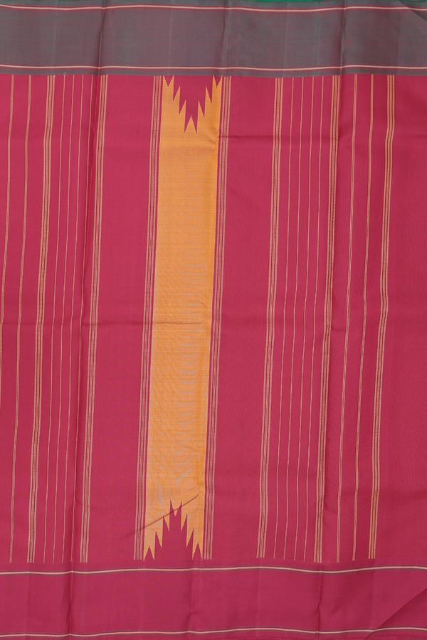 Kanchipuram Silk Saree In Yellow With Ganga Jamuna Border