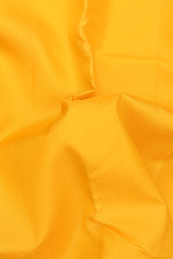 Kanchipuram Silk Saree In Yellow With Ganga Jamuna Border