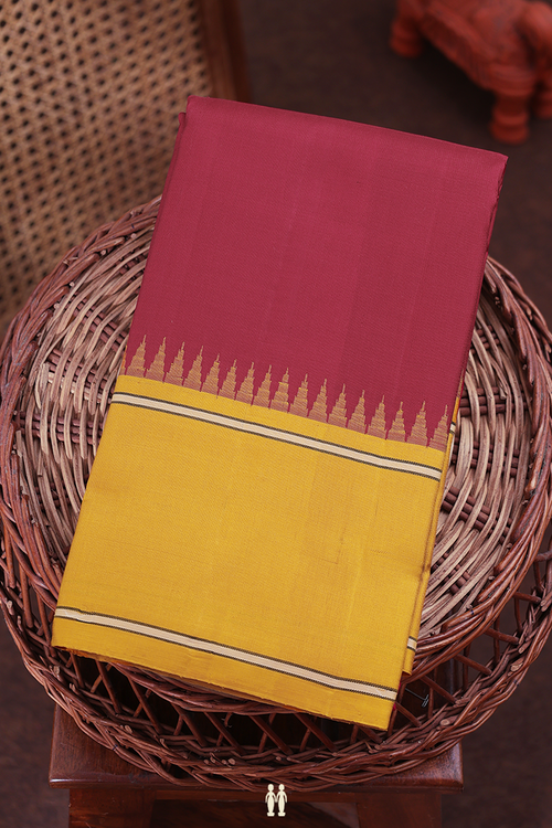 Kanchipuram Silk Saree In Crimson Red With Contrast Border