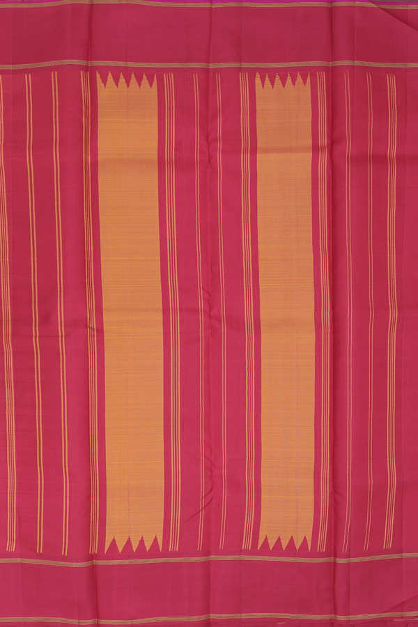 Kanchipuram Silk Saree In Mustard Yellow With Checks Design