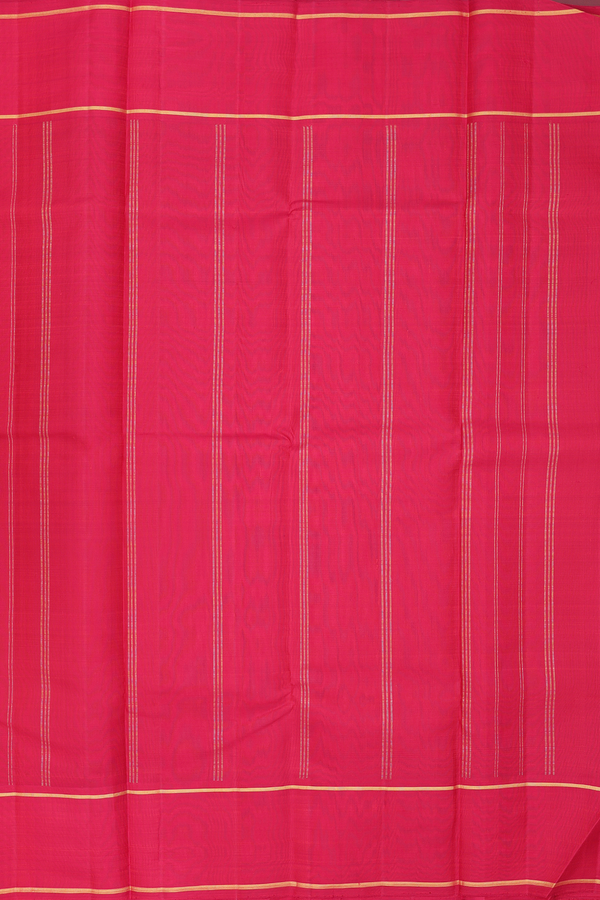 Kanchipuram Silk Saree In Grey And White With Stripes Design