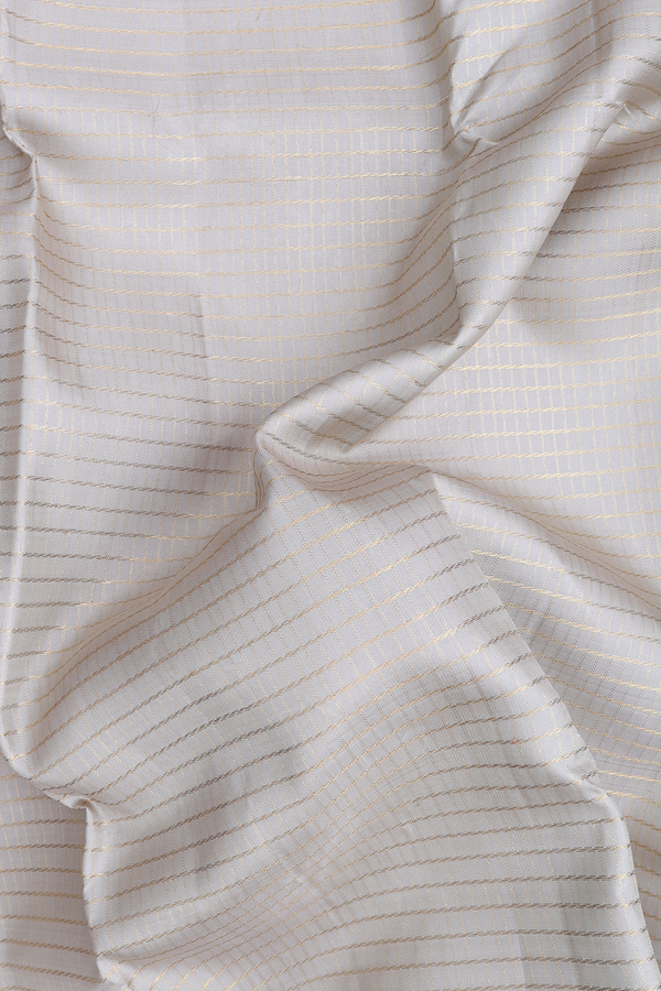 Kanchipuram Silk Saree In Pastel Grey With Checks Design