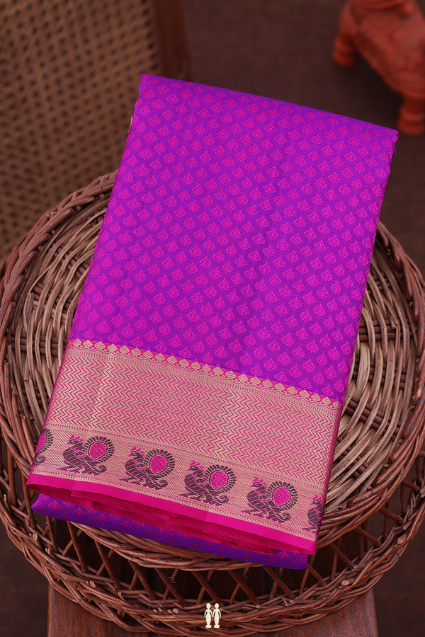 Kanchipuram Silk Saree In Purple Rose With Jacquard Pattern