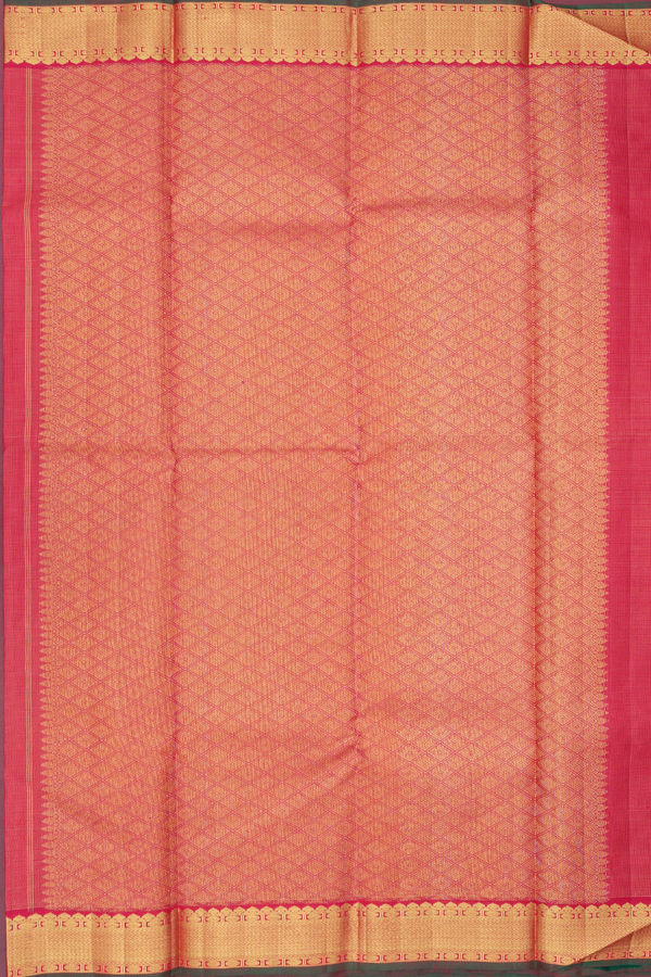 Kanchipuram Silk Saree In Red With Stripes Design