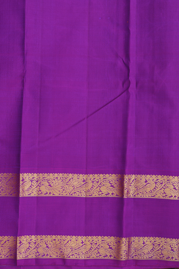 Kanchipuram Silk Saree In Pink And Yellow With Checks Design