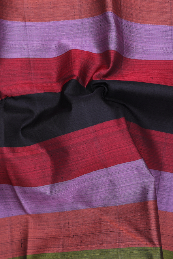 Kanchipuram Silk Saree In Multicolor With Stripes Design