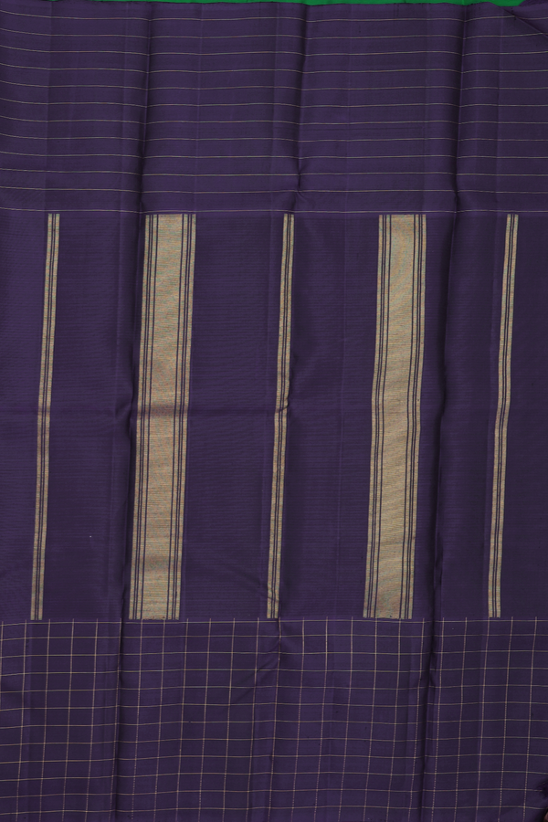 Kanchipuram Silk Saree In White And Brown With Checks Design