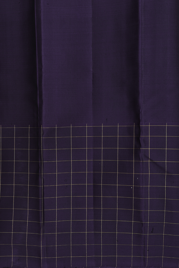Kanchipuram Silk Saree In White And Brown With Checks Design